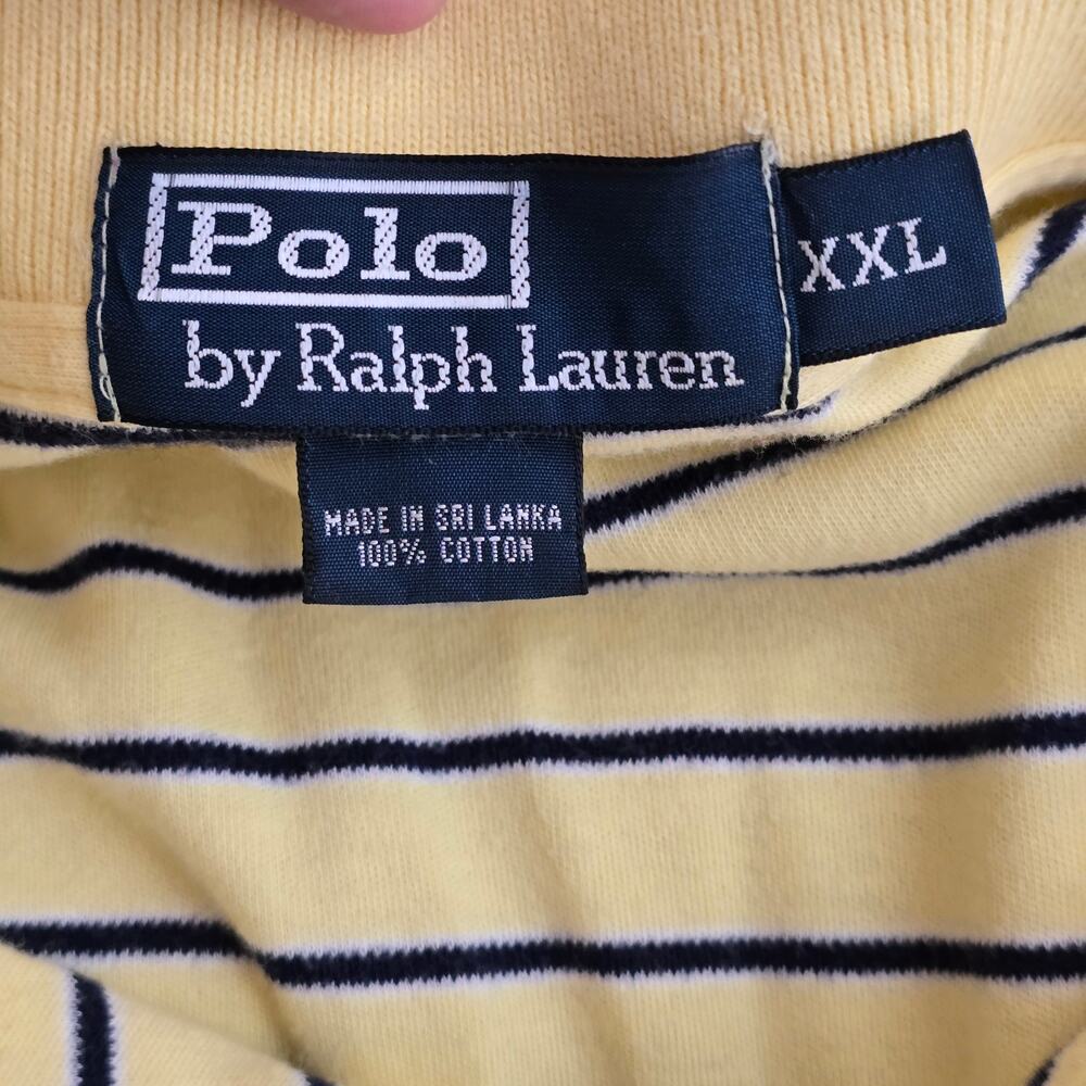 Polo Ralph Lauren Yellow with Navy Stripes Blue Polo Pony Short Sleeve 2XL - Picture 4 of 6